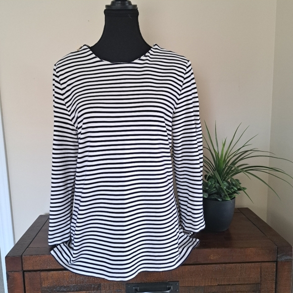 Autograph Striped Top Navy White Womens Medium Large UK 14 Nautical - Picture 1 of 14